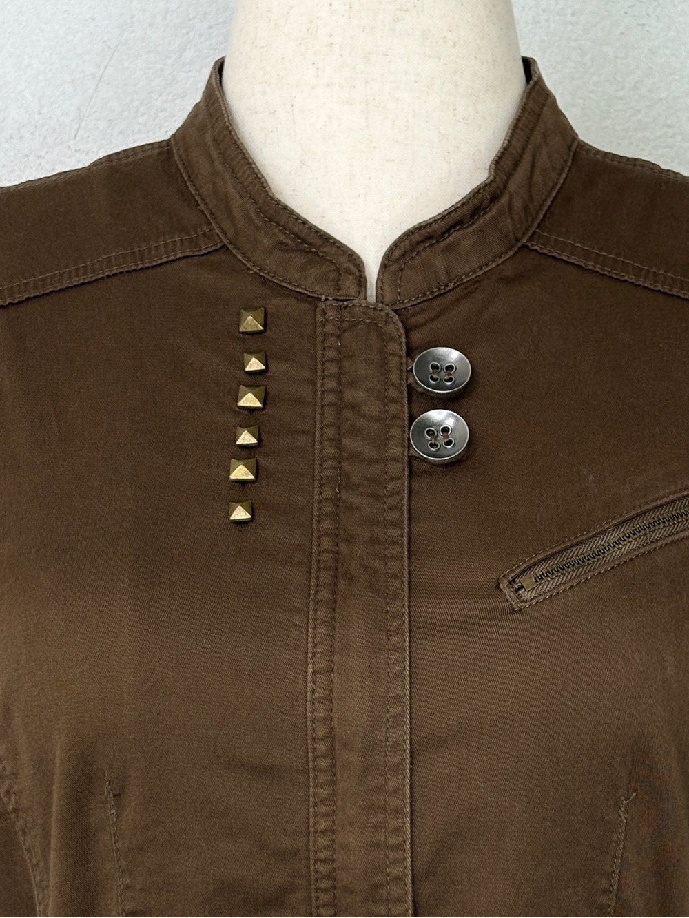 AMI Cyber Y2K Utility Vest Military Studded Techwear Ruffle Sleeve M - Picture 5 of 13
